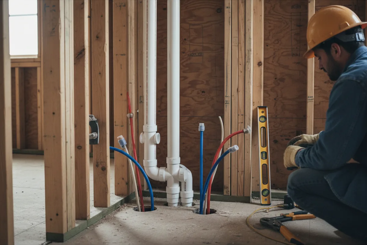 Drain and supply rough-in during Drain Cleaning in Gaston